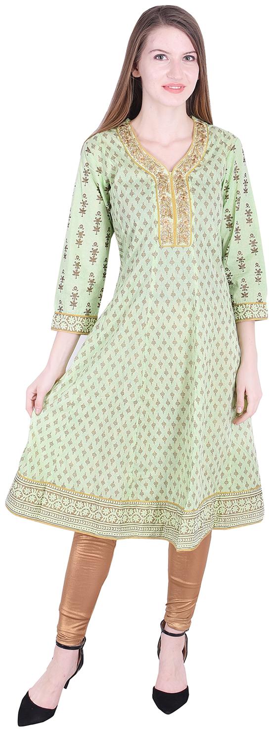 

NASCENCY Women Green Printed Anarkali Kurti
