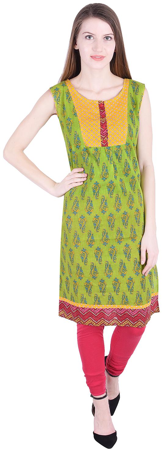 

NASCENCY Women Green Printed Straight Kurti