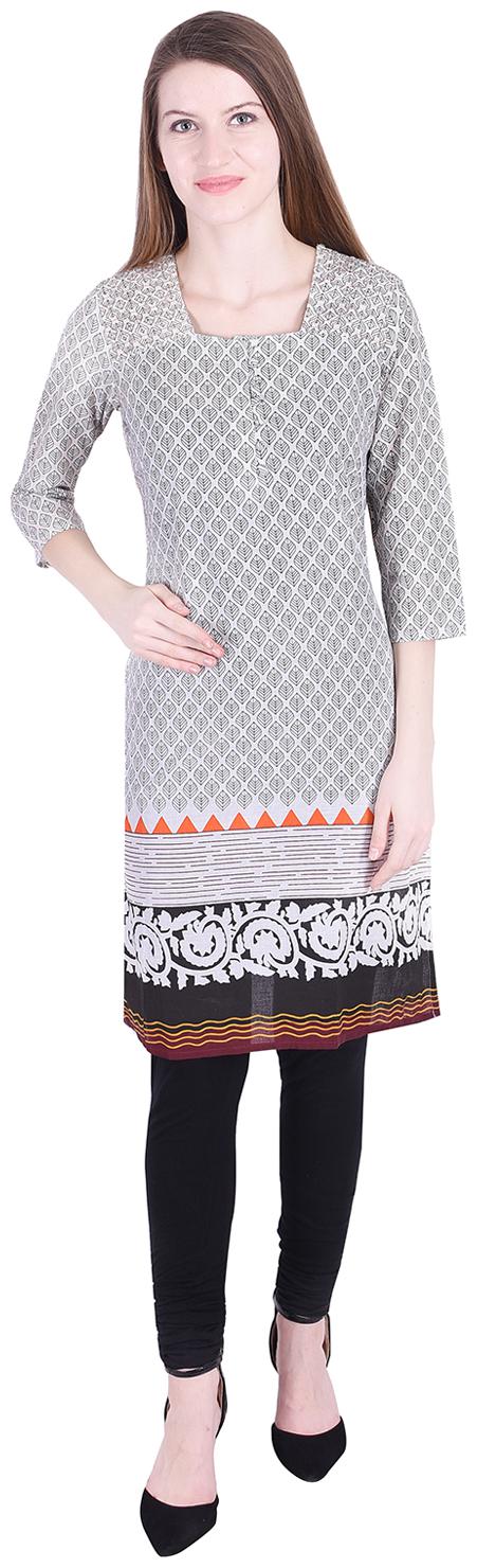 

NASCENCY Women White Solid Straight Kurti