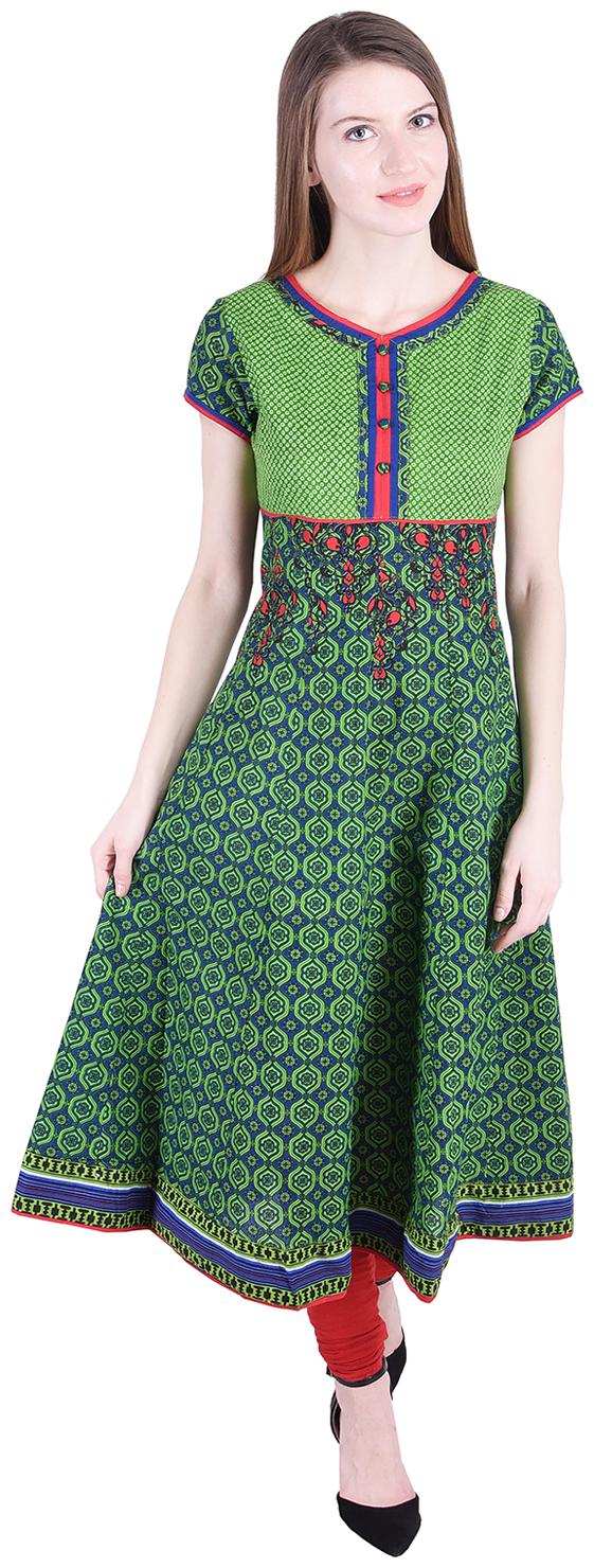

NASCENCY Women Green Printed Anarkali Kurta