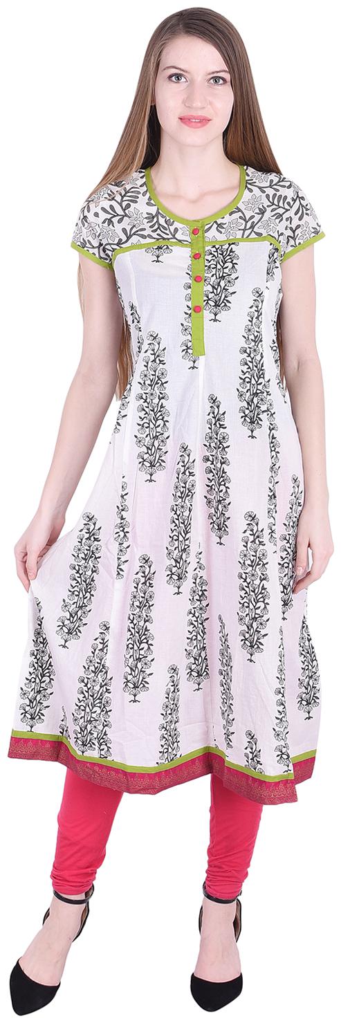 

NASCENCY Women White Printed Anarkali Kurta