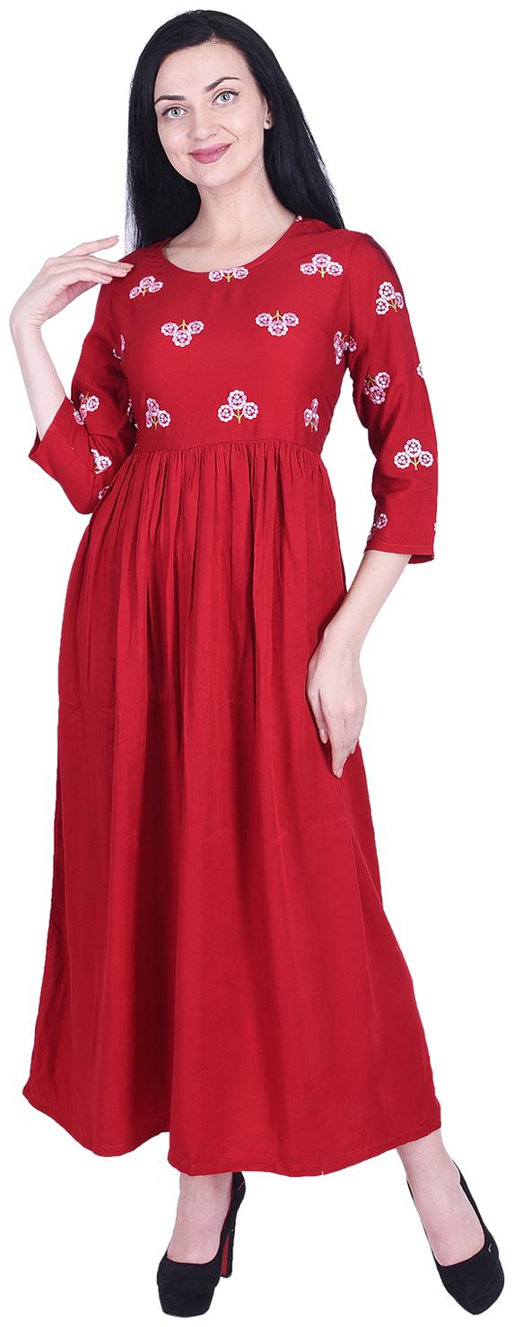 

NASCENCY Red Solid Fit flare dress