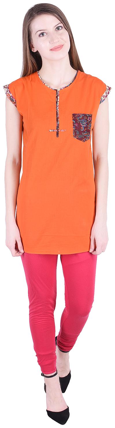 

NASCENCY Women Solid Regular top - Orange