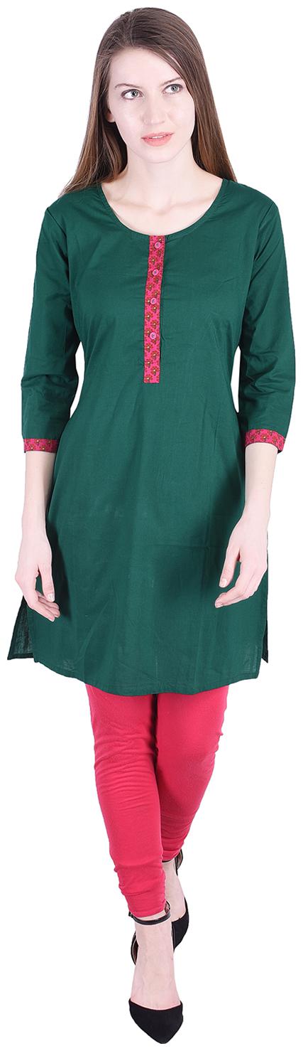 

NASCENCY Women Green Solid Straight Kurti
