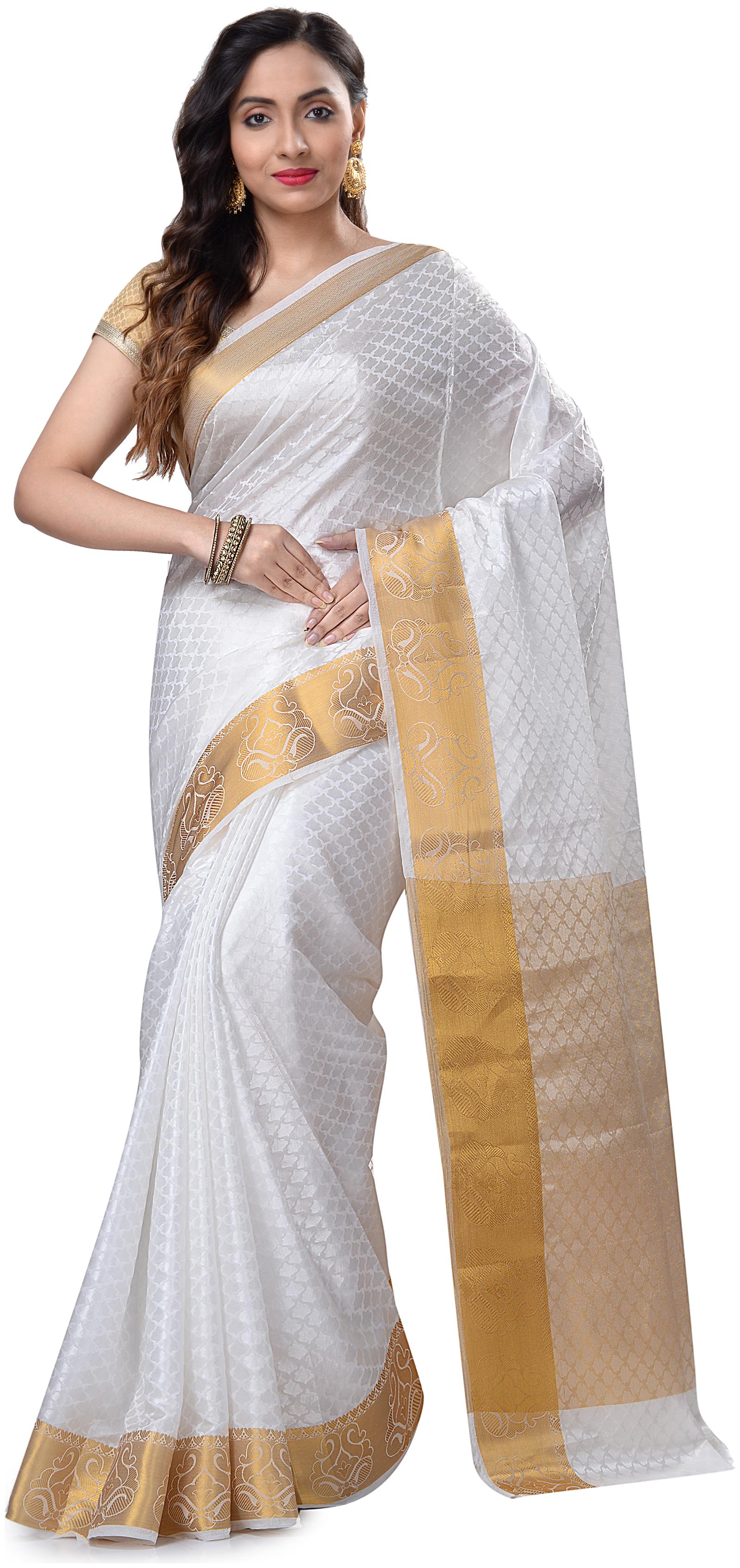 

Navarya Women Silk Woven Saree White