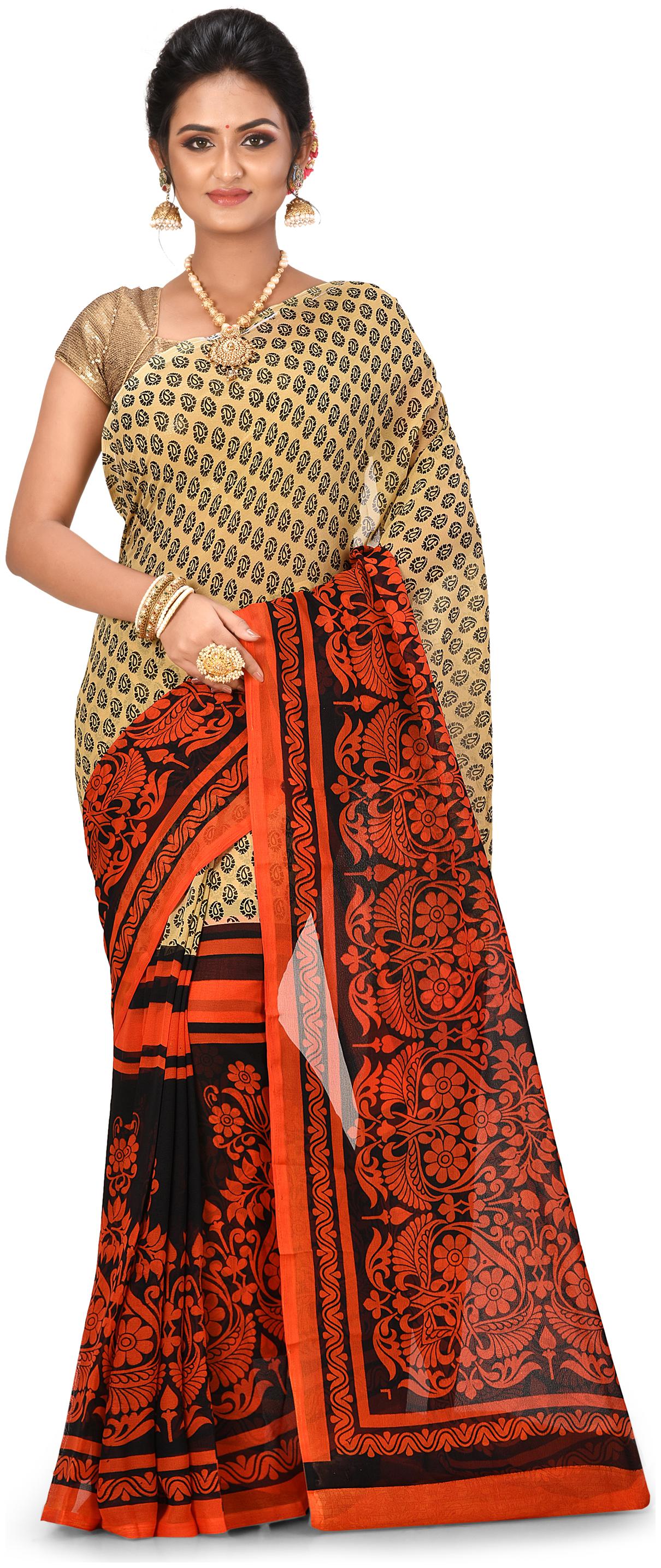 

Navarya Women Georgette Floral Multi Regular Saree With Blouse