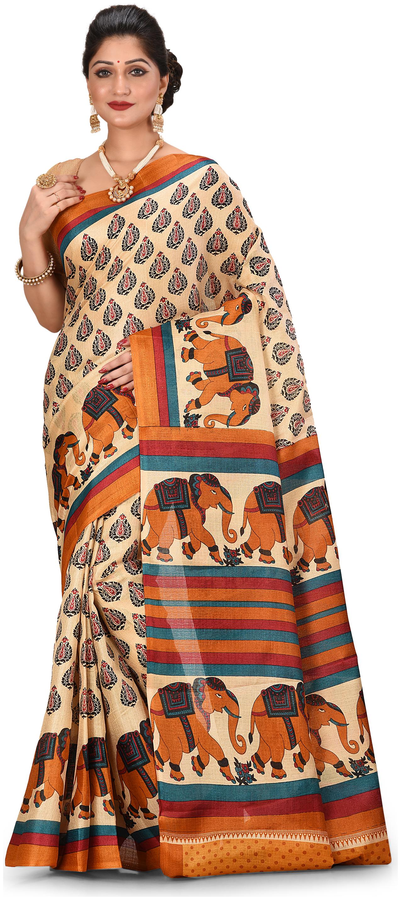 

Navarya Women Georgette Printed Multi Regular Saree With Blouse