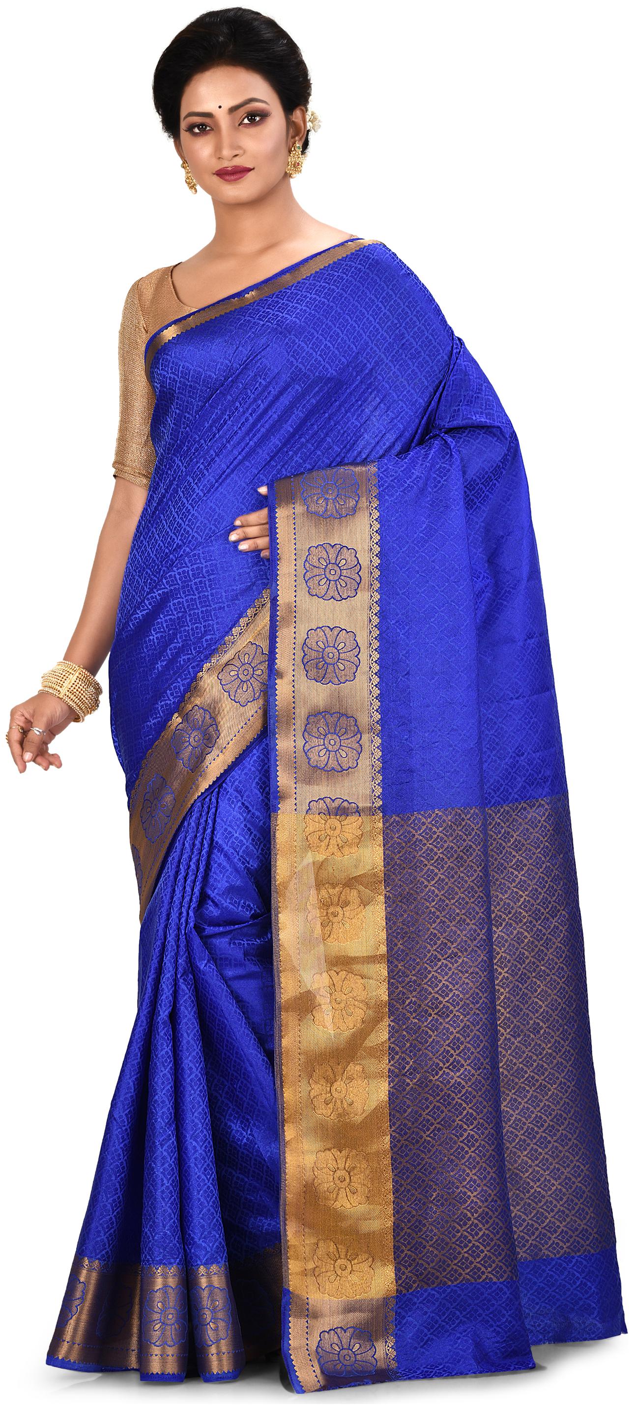 

Navarya Women Silk Woven Saree Blue
