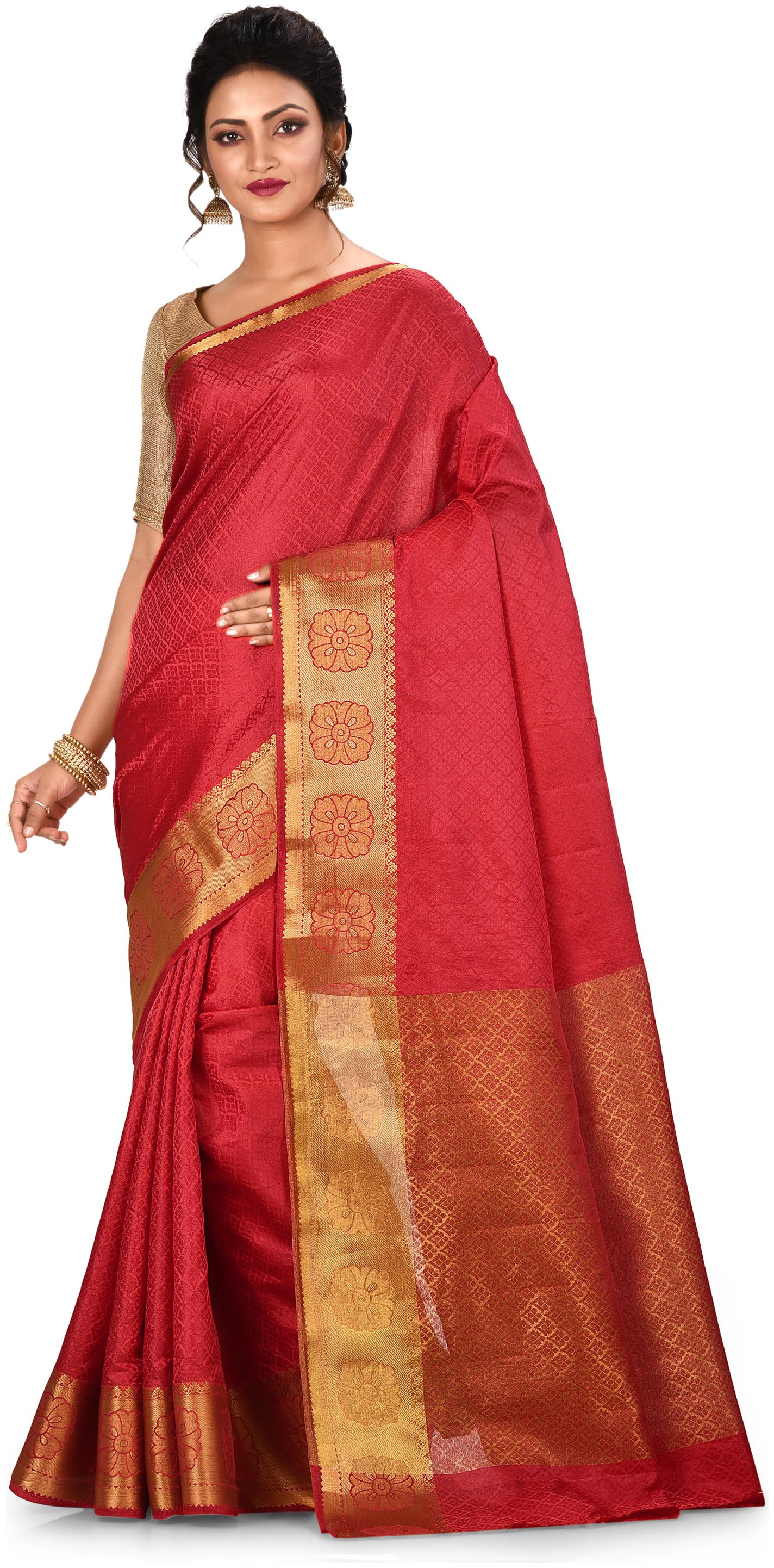 

Navarya Women Silk Woven Saree Red