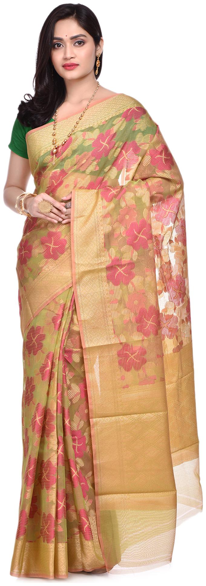 

Naveera Cotton Blend Floral Beige Regular Saree For Women