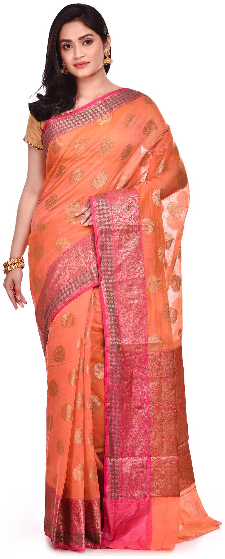 

Naveera Cotton Printed Peach Regular Saree For Women