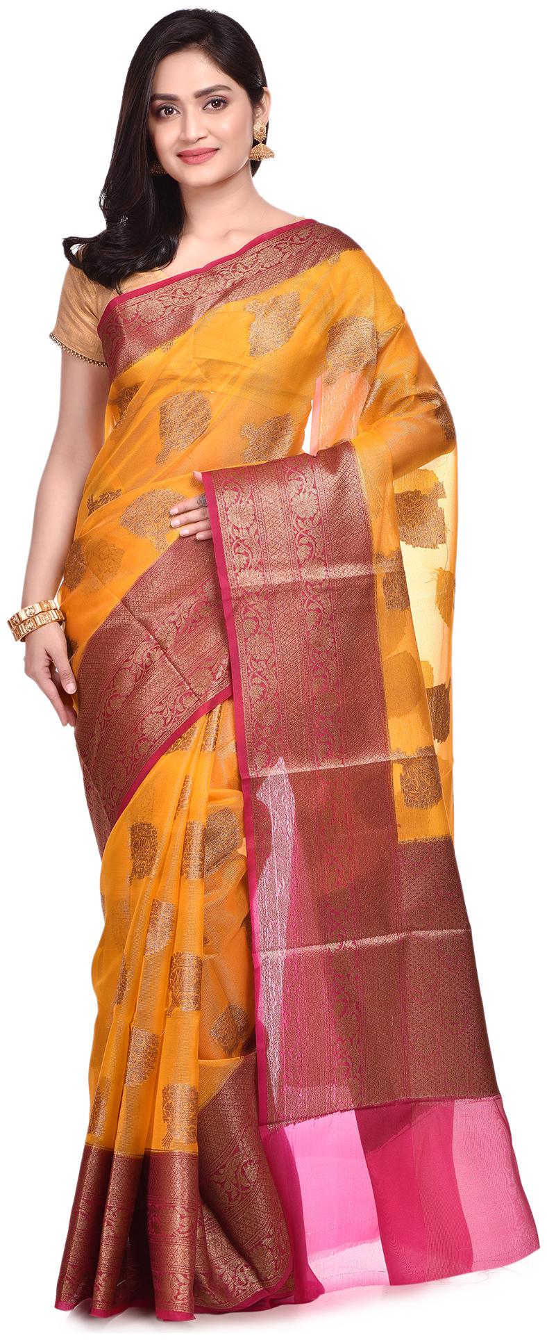 

Naveera Muslin Printed Golden Regular Saree For Women