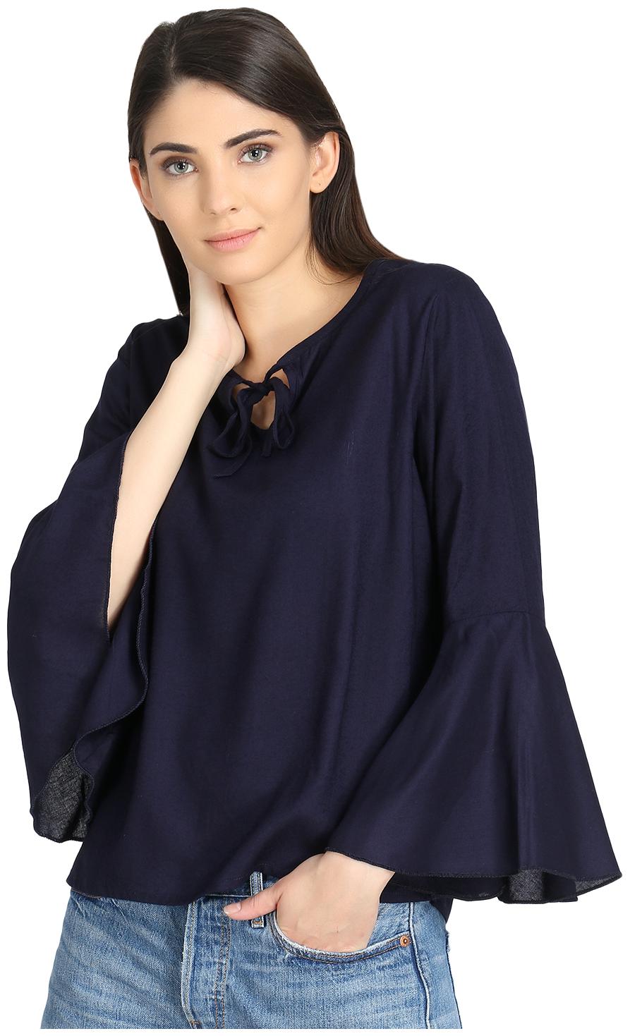 

Raabta Fashion Women Solid Blouson top - Blue