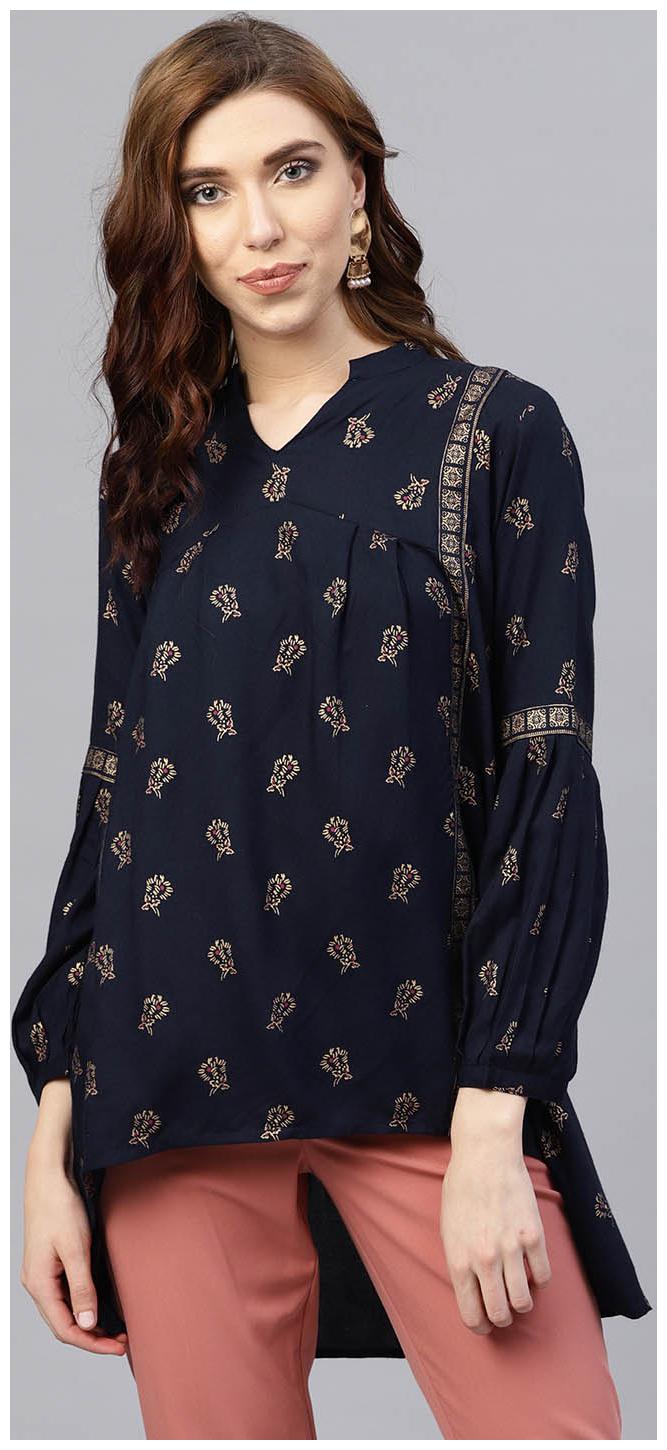 

AASI- HOUSE OF NAYO Women Printed Regular top - Blue
