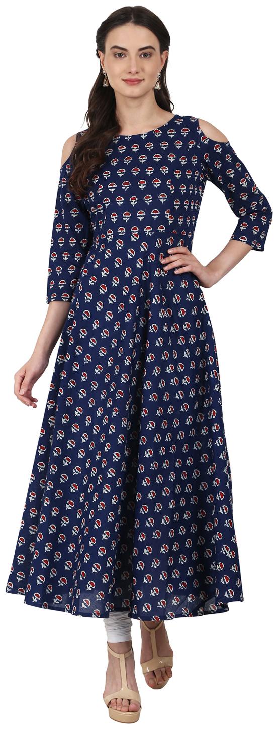 

Nayo Women Blue Printed Anarkali Kurta
