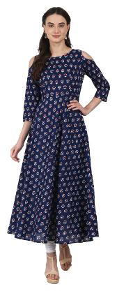 

Nayo Women Blue Printed Anarkali Kurta