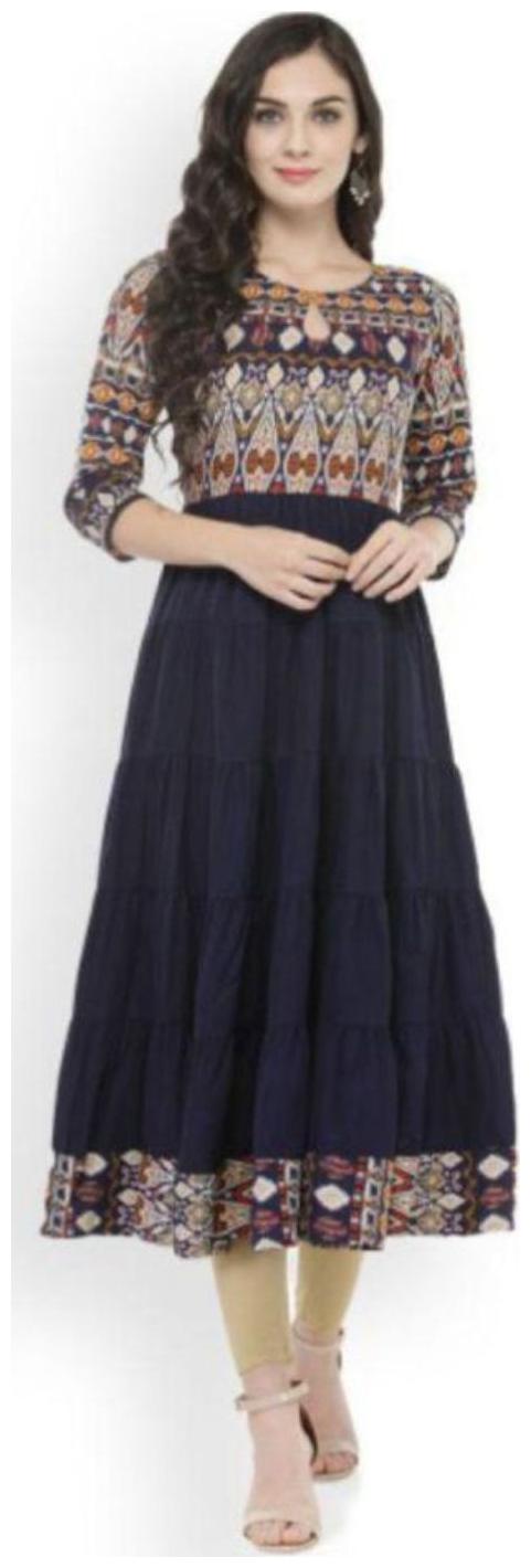 

ForeverYoung Women Black Printed Anarkali Kurta