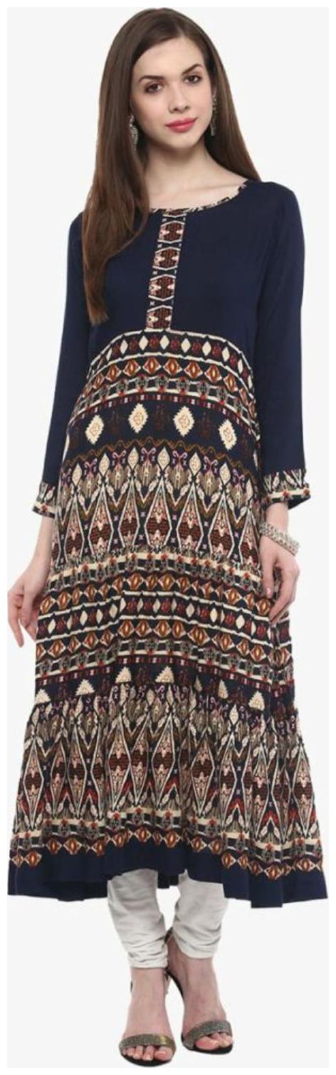 

ForeverYoung Women Black Printed Anarkali Kurta