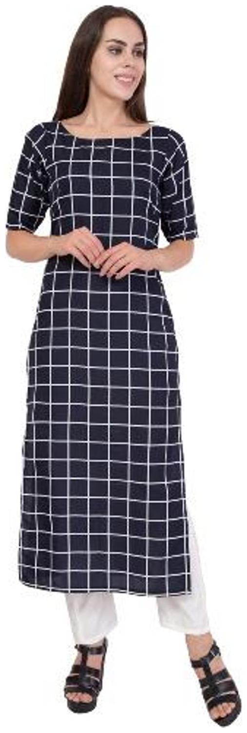 

ForeverYoung Women Blue Checkered Straight Kurta