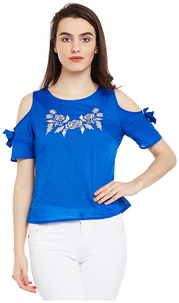 

Oxolloxo Women Solid Regular top - Blue