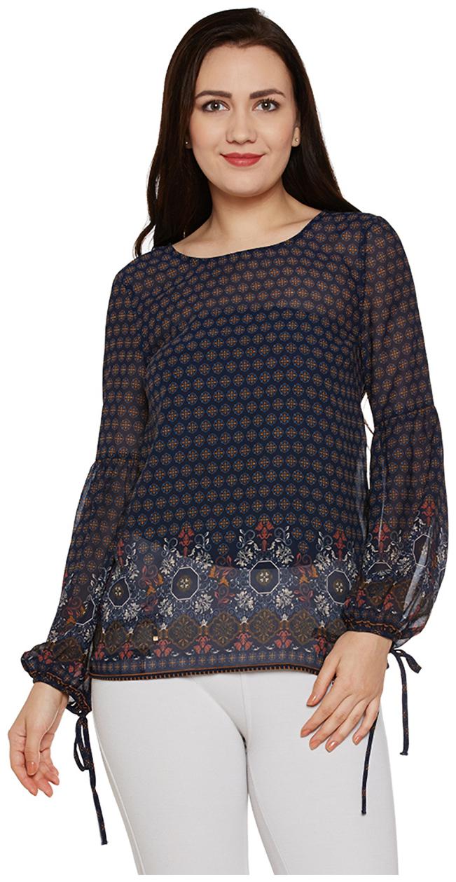 

Oxolloxo Women Printed Regular top - Blue