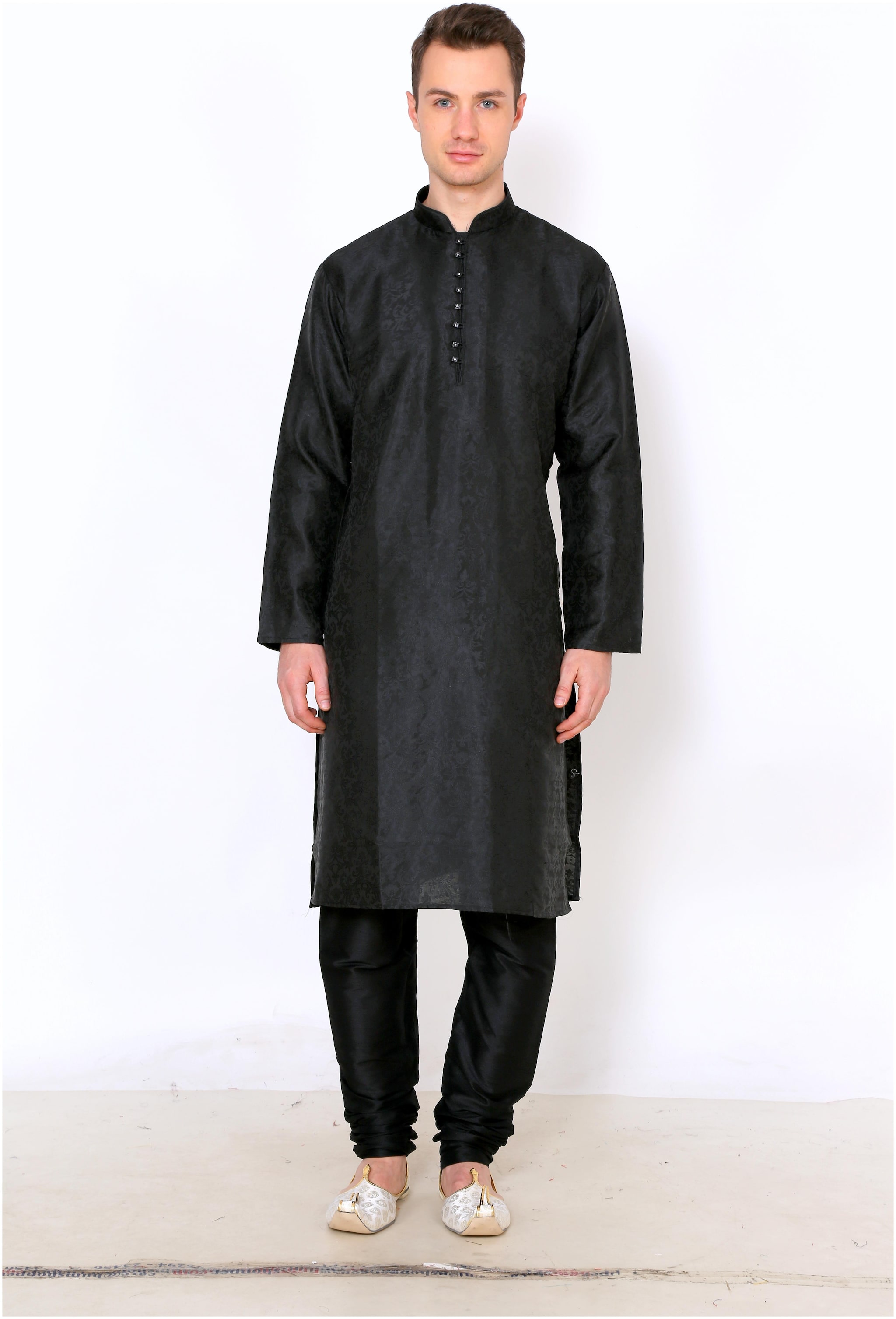 

Nawab-Saheb Mens Printed Silk Kurta Pajama Set