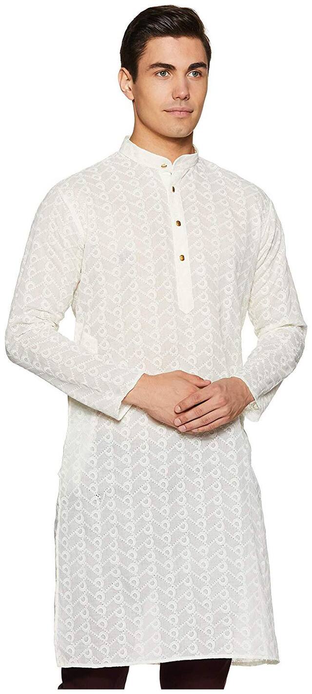 NAWAB SAHEB Men White Regular Fit Kurta