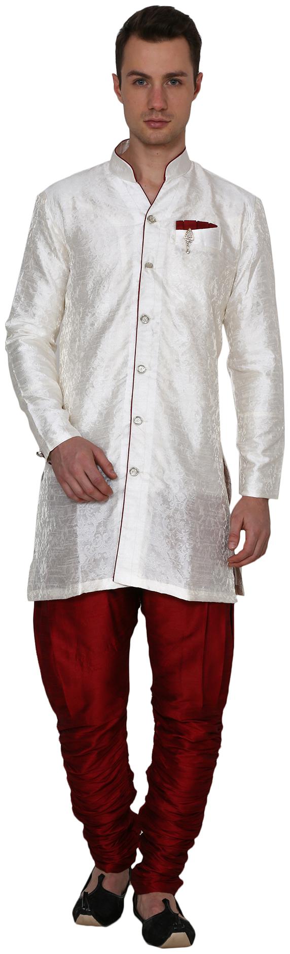 

Nawab-Saheb Mens Printed Silk Kurta Pajama Set