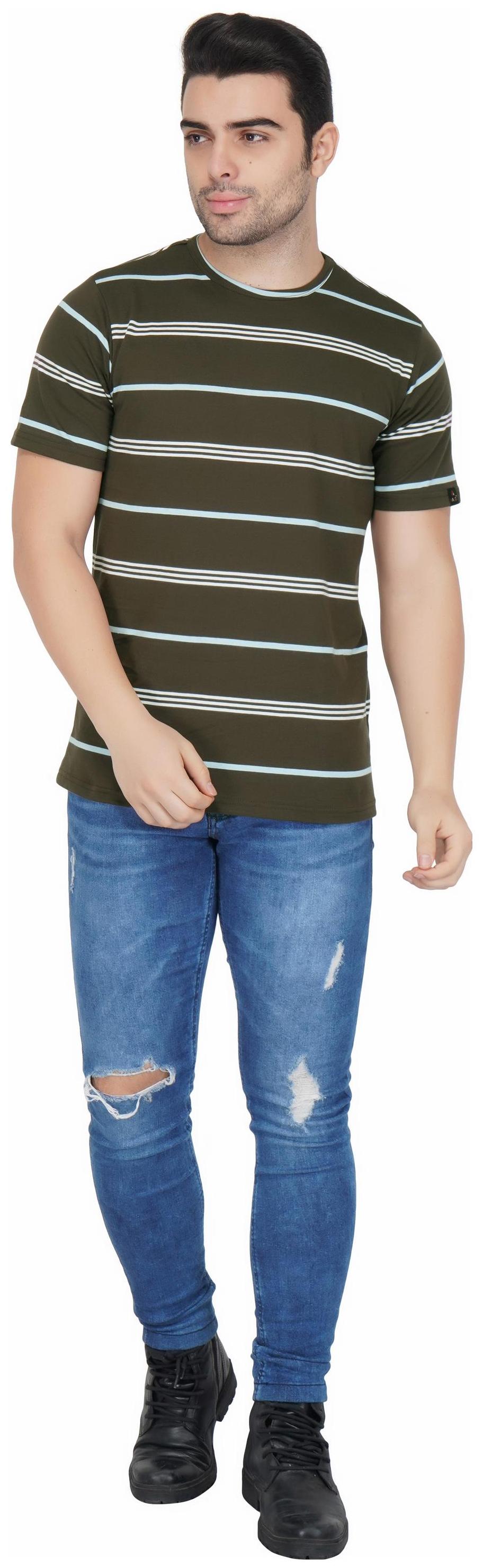 

NAXTA Men S Brown Stripe T-Shirt