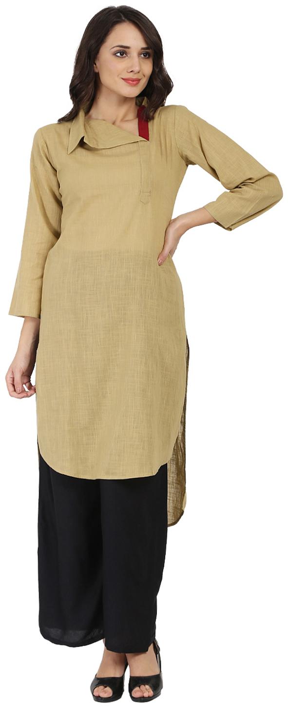 

Nayo Women Beige Solid Straight Kurta