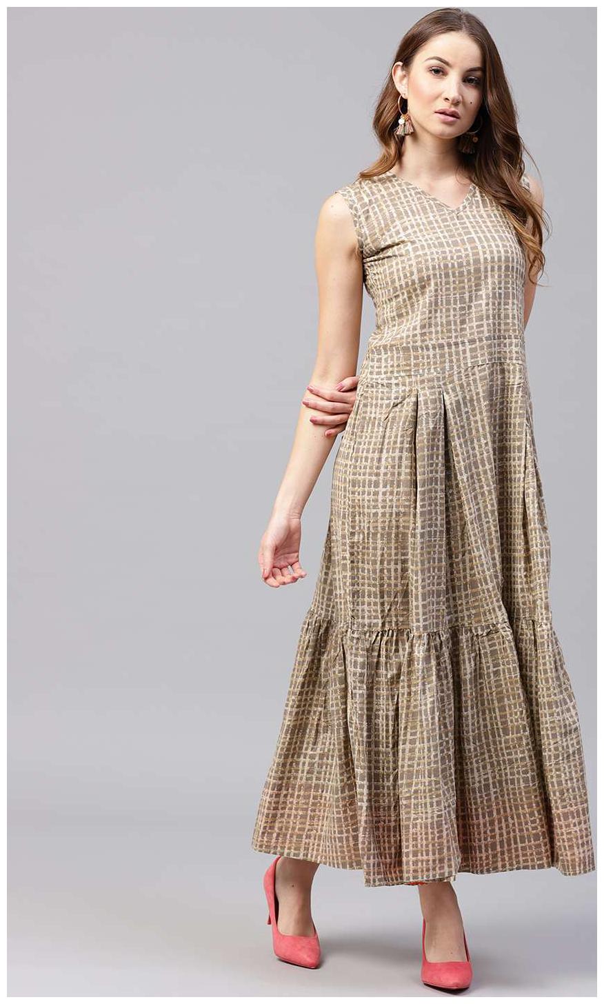 

Nayo Women Beige Printed Anarkali Kurta