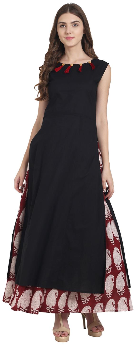 

Nayo Women Black Solid Regular Kurta