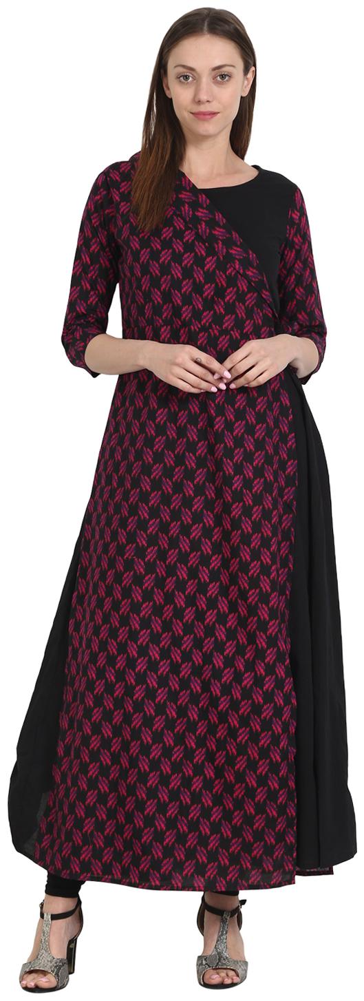 

Nayo Women Black Printed Angrakha Kurta