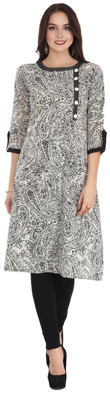 

Nayo Women Black Printed Straight Kurta