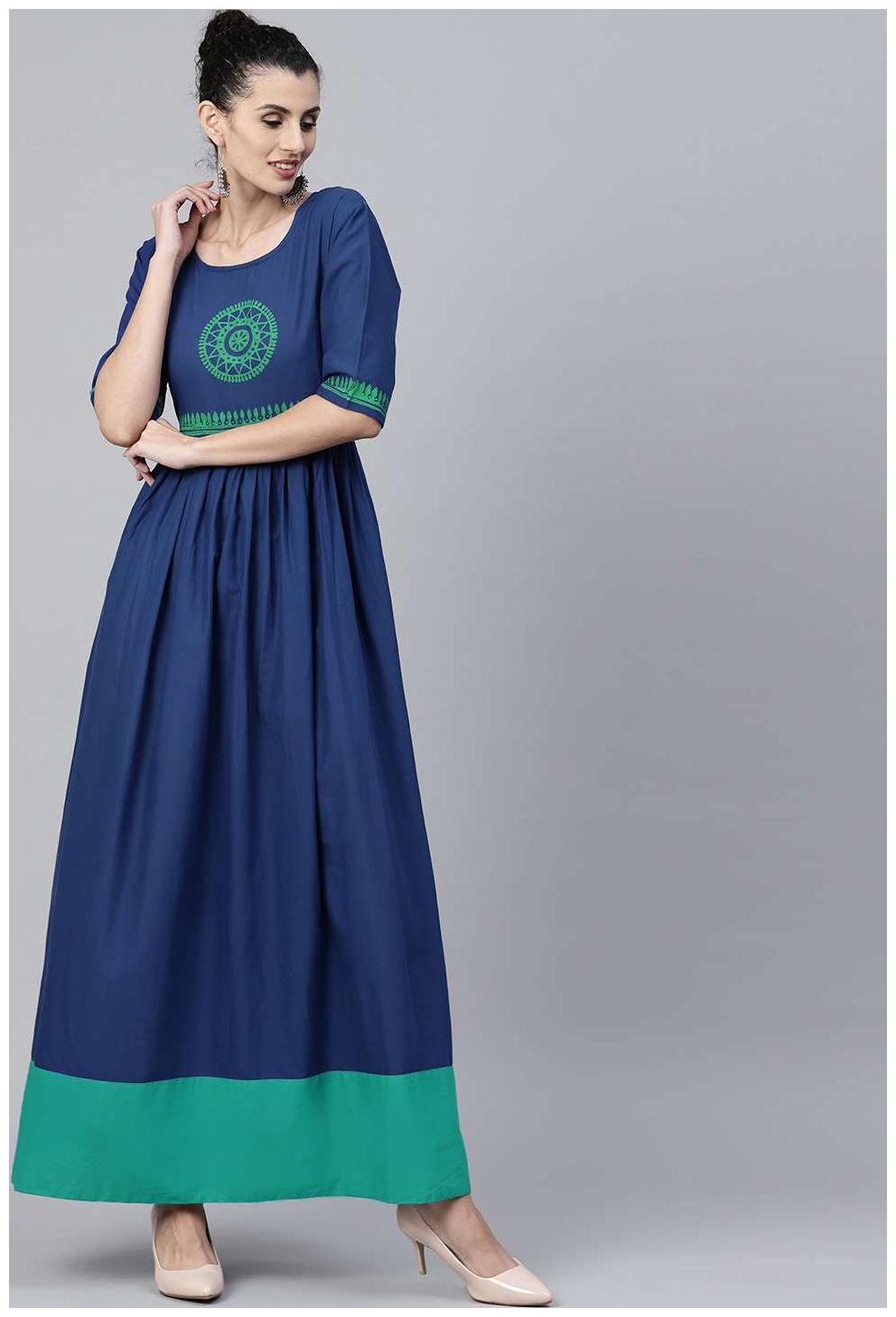 

Nayo Women Blue Printed Anarkali Kurta