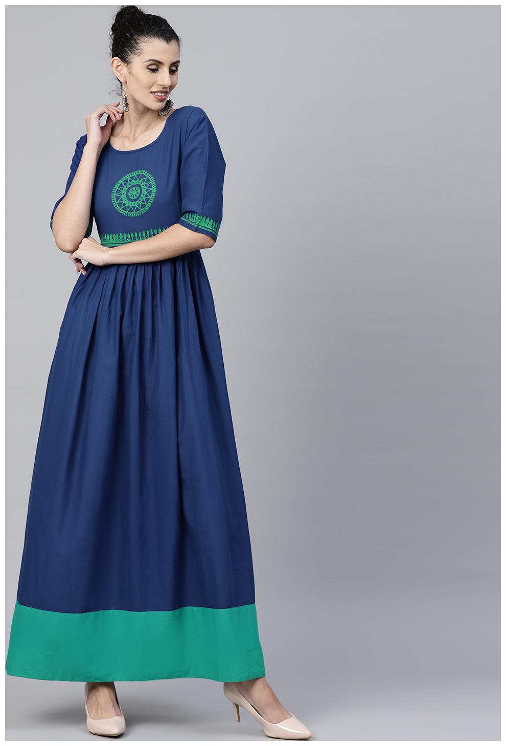 

Nayo Women Blue Printed Anarkali Kurta