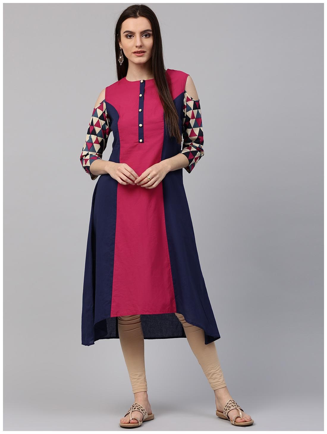 

Nayo Women Blue Solid Straight Kurta