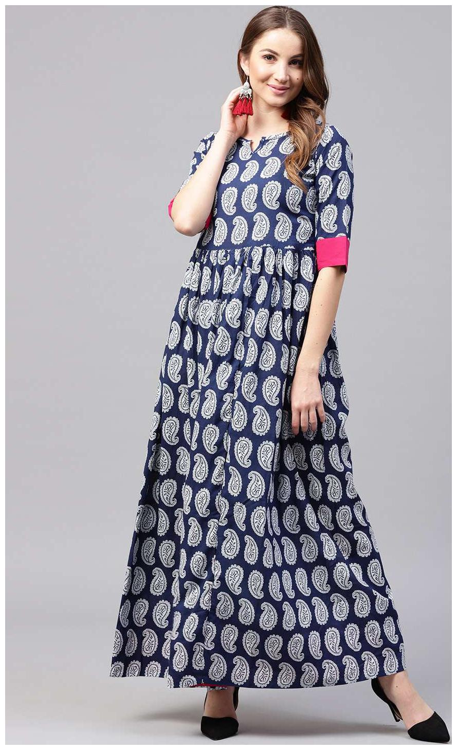 

Nayo Women Blue Printed Anarkali Kurta
