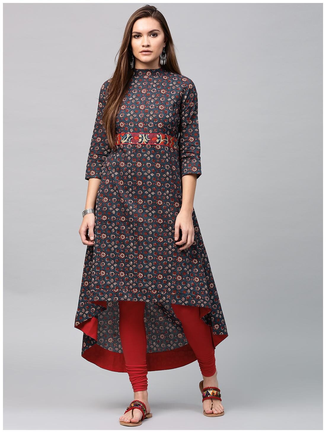

Nayo Women Blue Printed Assymetrical Kurta