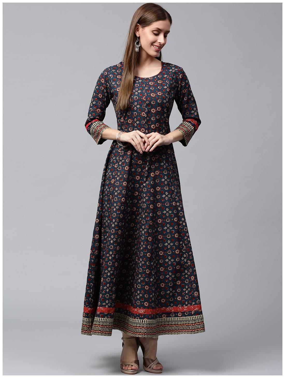 

Nayo Women Blue Floral Anarkali Kurta