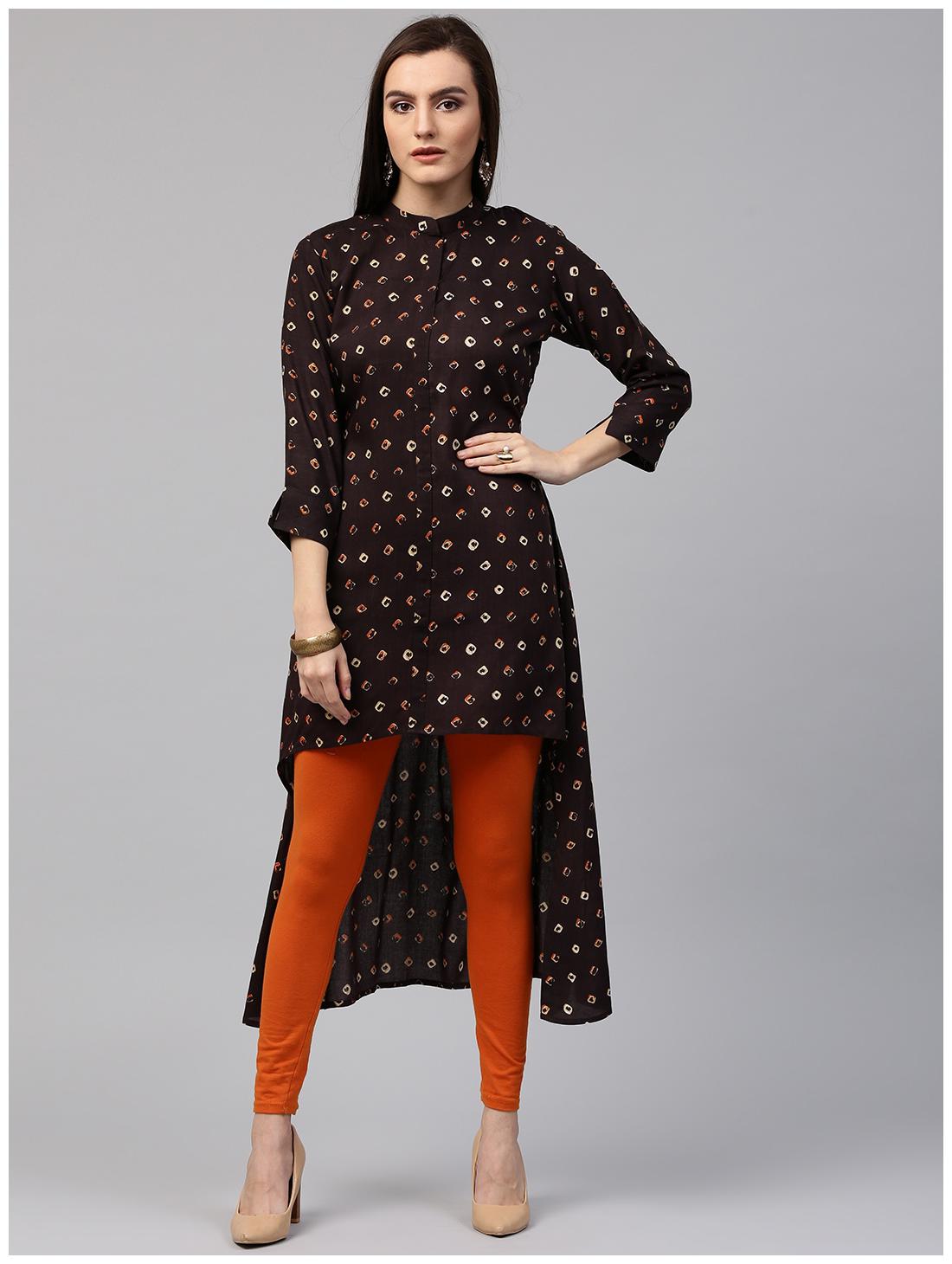 

Nayo Women Brown Printed Assymetrical Kurta