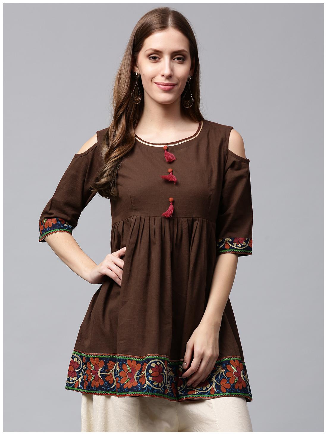 

Nayo Women Brown Printed Anarkali Kurti