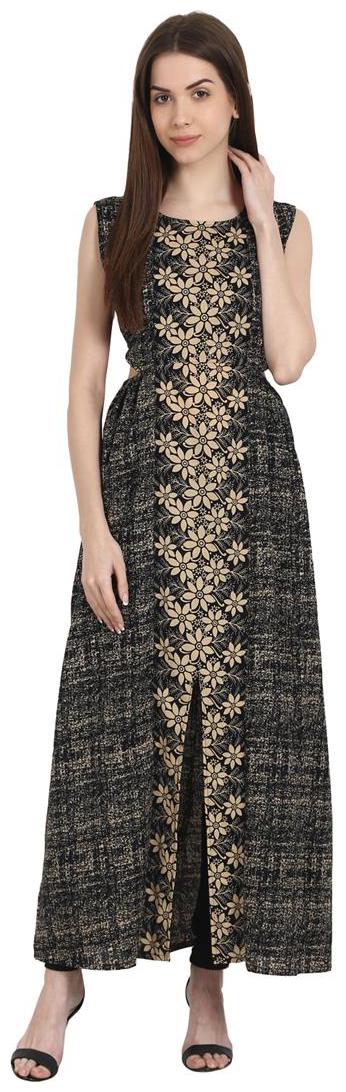

Nayo Women Grey Printed Straight Kurta