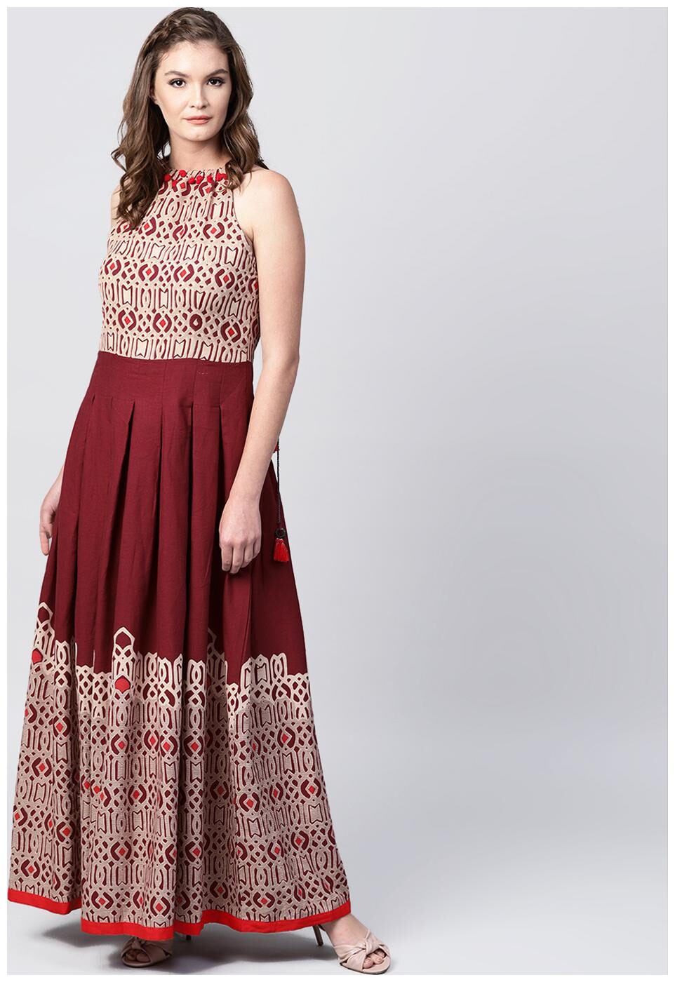 

Nayo Women Maroon Printed Anarkali Kurta