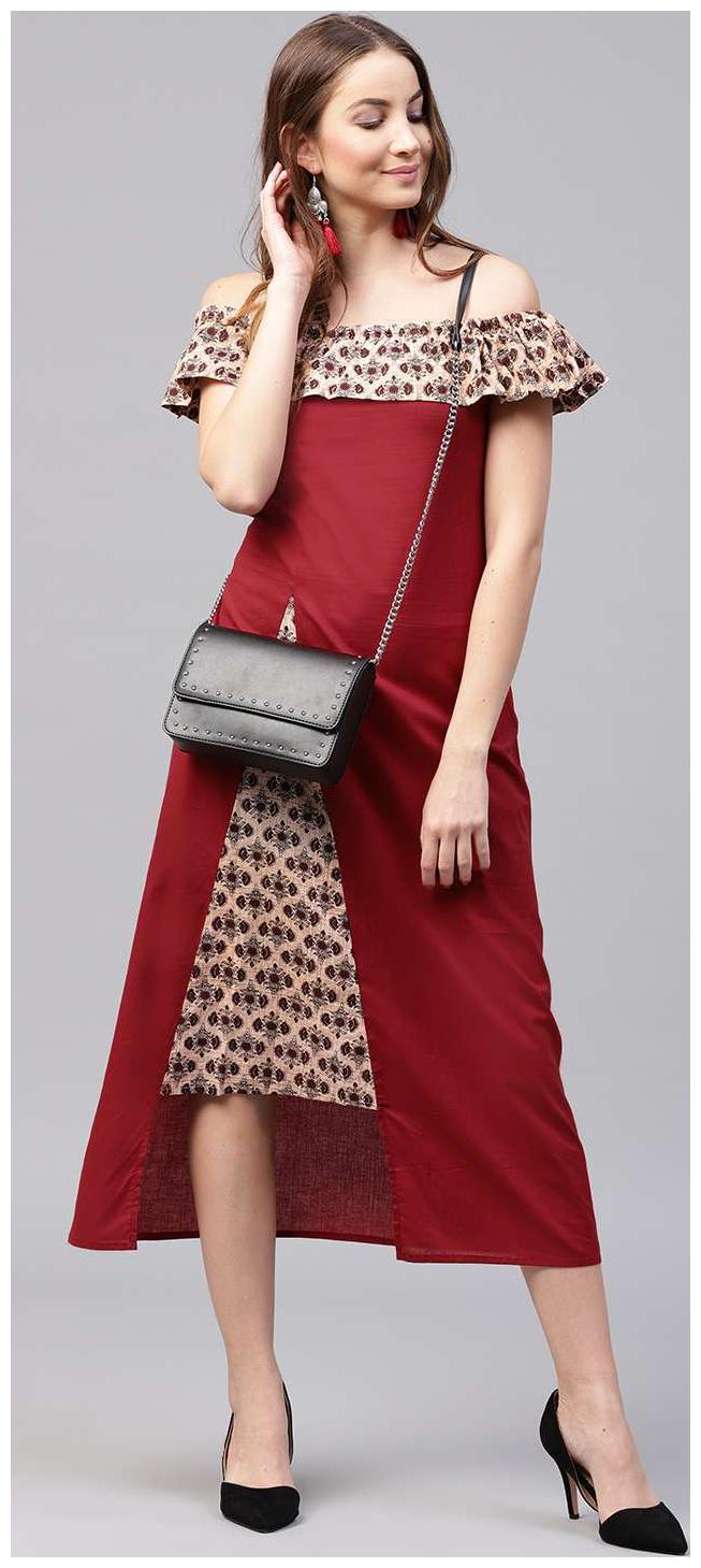

Nayo Women Maroon Printed Anarkali Kurta