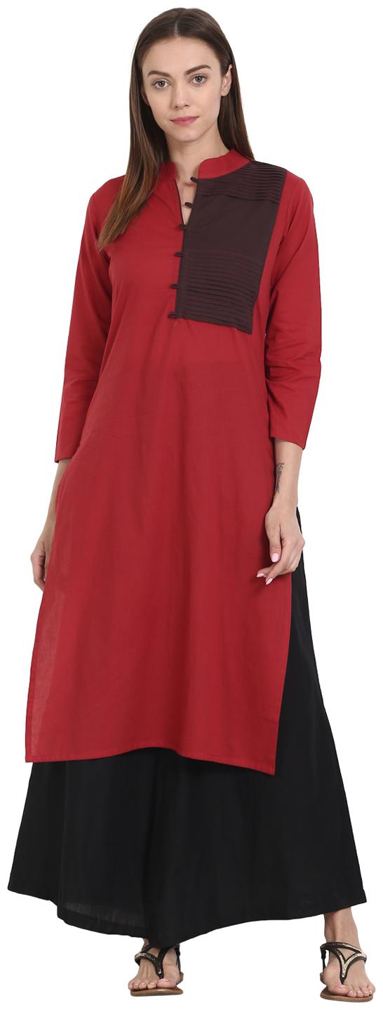 

Nayo Women Maroon Solid Straight Kurta