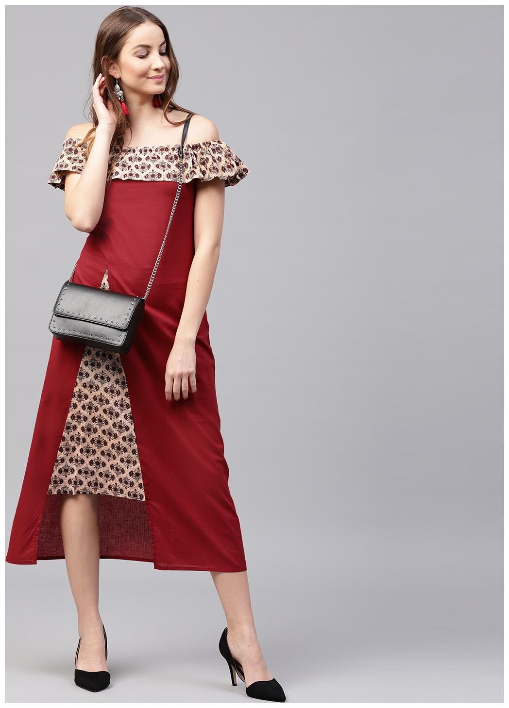 

Nayo Women Maroon Printed Anarkali Kurta
