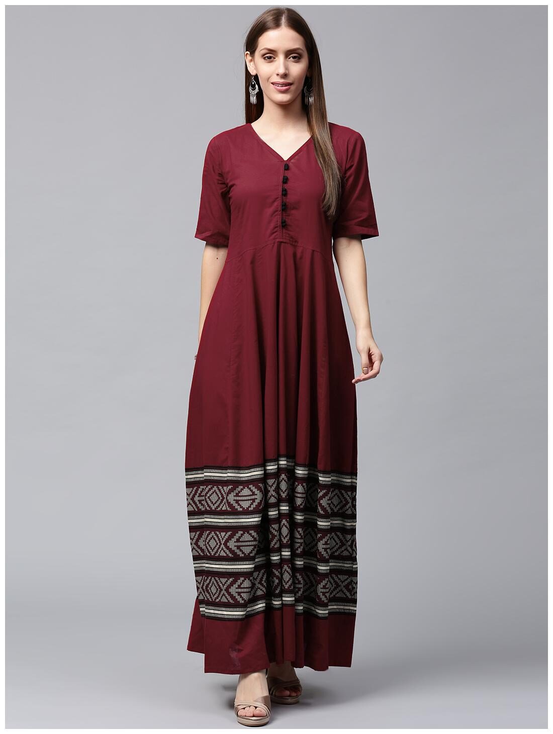 

Nayo Women Maroon Printed Anarkali Kurta