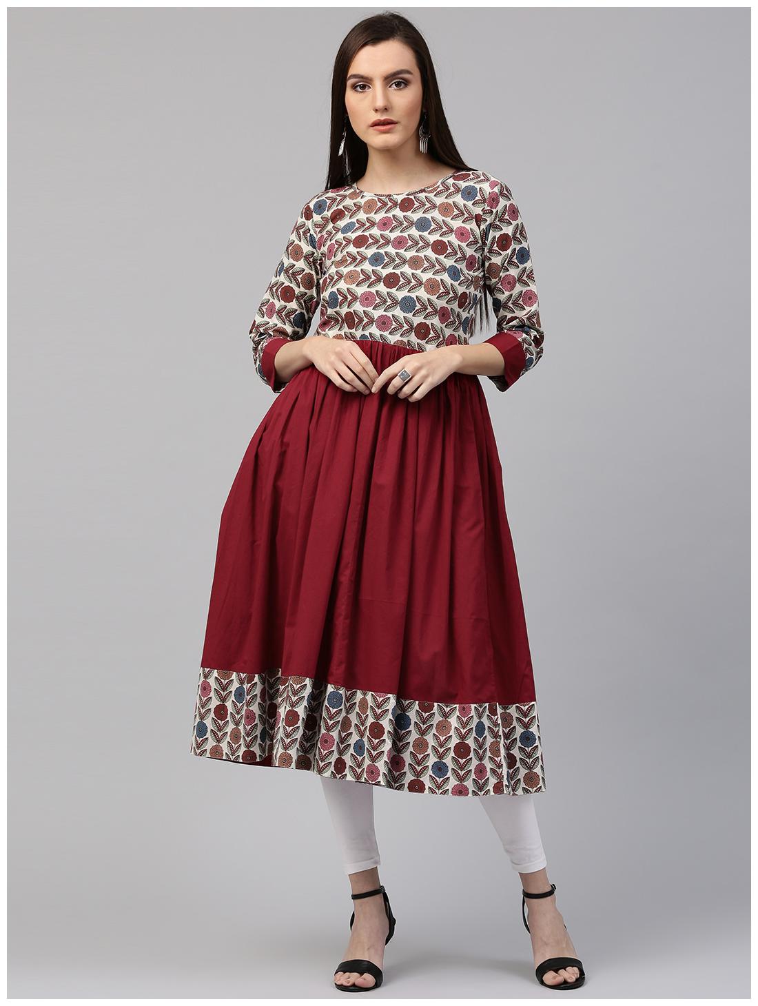 

Nayo Women Maroon Printed Anarkali Kurta