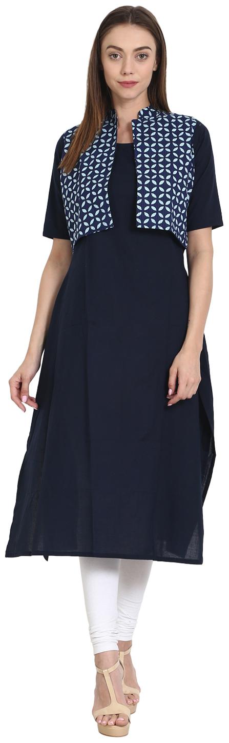 

Nayo Women Blue Printed Regular Kurta